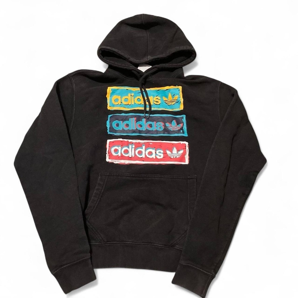 Adidas originals graffiti style graphic‎ hoodie pullover faded fleece Men's S/20